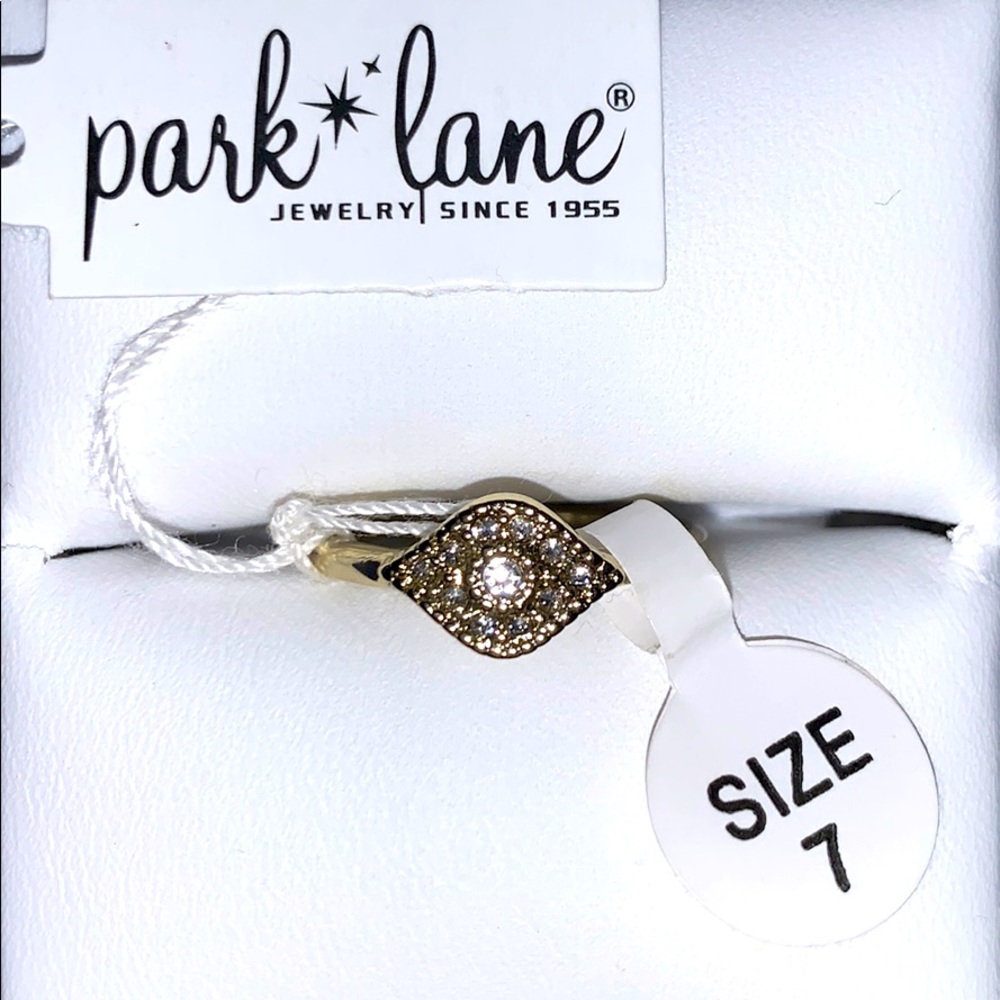 “Park Lane” Evil Eye w Crystals Silver Ring Sz 7
